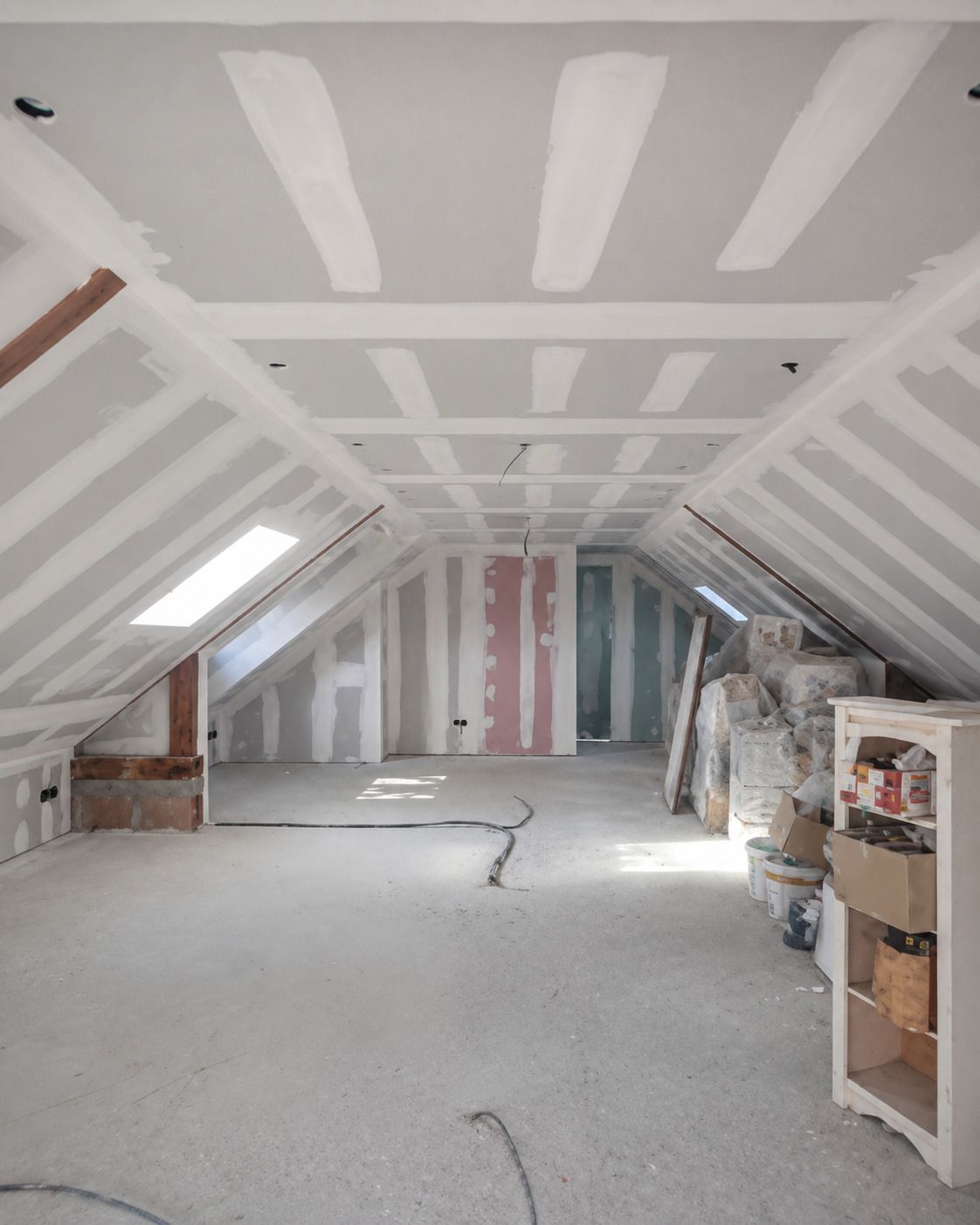 Combles amenages et lumineux apres renovation, sous rampants termines.